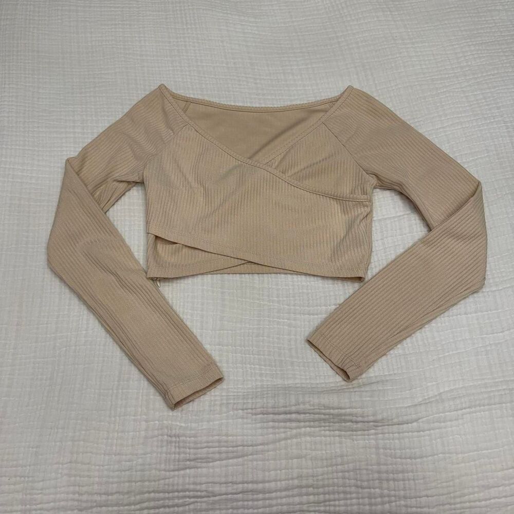 cider tan crisscross wrap top
